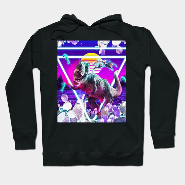 Dinosaur Rave Raving T-Rex Hoodie by Random Galaxy